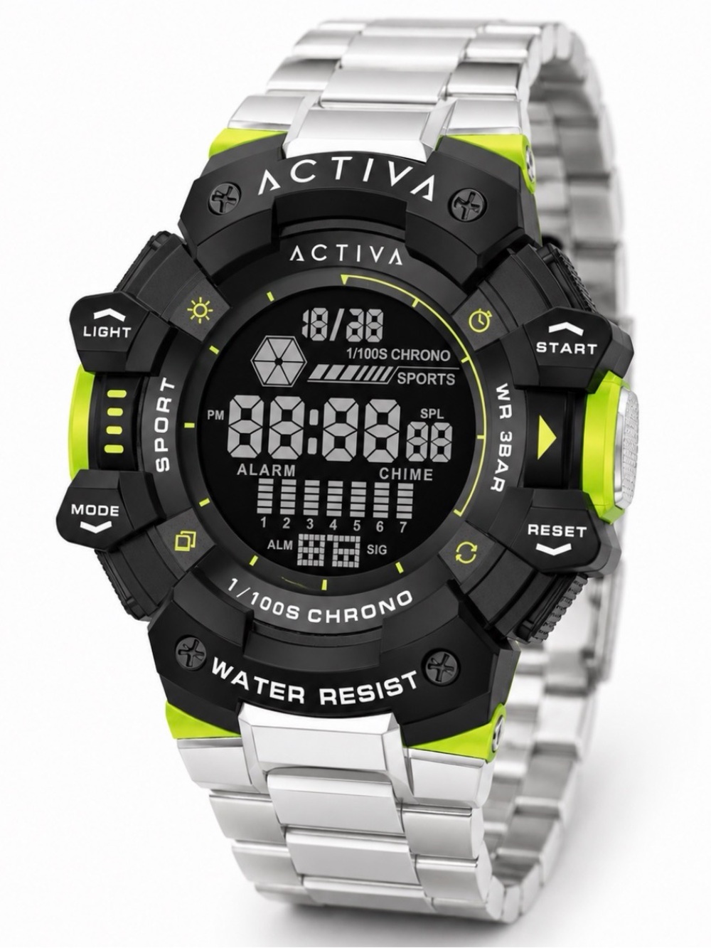 NWT Activa X Invicta Digital Essentials Watch 50mm White/Black/Lime Sport Watch